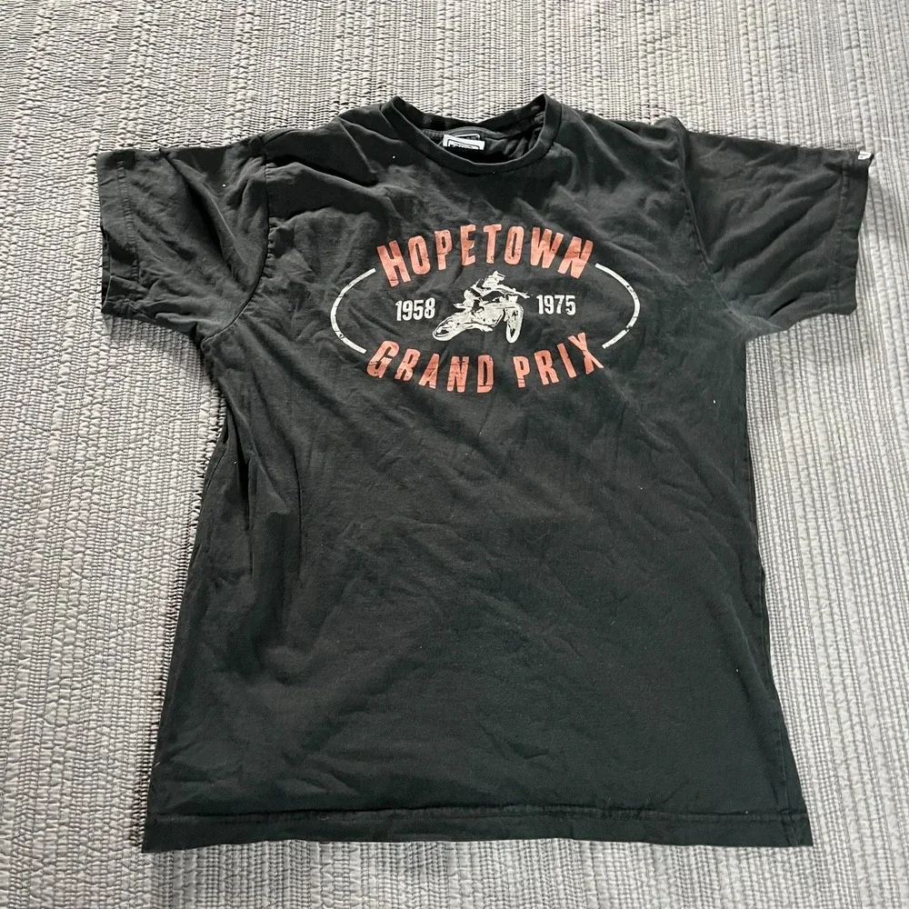 Vintage 90s Elrod Racing Hopetown Grand Prix T-Shirt Black Men's Large Moto